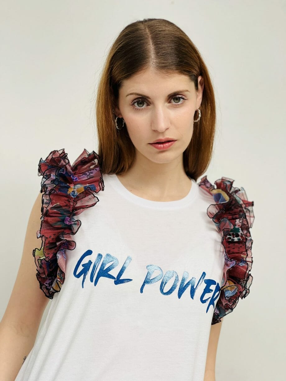camiseta tul fruncido girl power